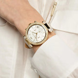Buy Shop Michael Kors Parker Chronograph White Dial White Leather Strap Watch For Women - MK6916 USA Online