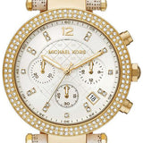 Buy Shop Michael Kors Parker Chronograph White Dial White Leather Strap Watch For Women - MK6916 USA Online