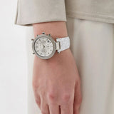 Buy Shop Michael Kors Parker Chronograph White Dial White Leather Strap Watch For Women - MK7226 USA Online