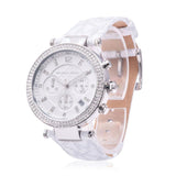 Buy Shop Michael Kors Parker Chronograph White Dial White Leather Strap Watch For Women - MK7226 USA Online