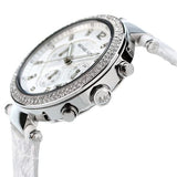 Buy Shop Michael Kors Parker Chronograph White Dial White Leather Strap Watch For Women - MK7226 USA Online