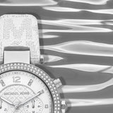 Buy Shop Michael Kors Parker Chronograph White Dial White Leather Strap Watch For Women - MK7226 USA Online
