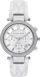 Buy Shop Michael Kors Parker Chronograph White Dial White Leather Strap Watch For Women - MK7226 USA Online