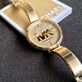 Buy Shop Michael Kors Parker Crystals Gold Dial Gold Steel Strap Watch For Women - MK4469 USA Online