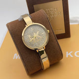 Buy Shop Michael Kors Parker Crystals Gold Dial Gold Steel Strap Watch For Women - MK4469 USA Online