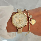 Buy Shop Michael Kors Parker Crystals Gold Dial Gold Steel Strap Watch For Women - MK4469 USA Online