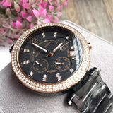 Buy Shop Michael Kors Parker Diamonds Black Dial Black Steel Strap Watch for Women - MK5885 USA Online