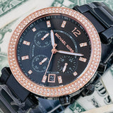 Buy Shop Michael Kors Parker Diamonds Black Dial Black Steel Strap Watch for Women - MK5885 USA Online