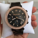 Buy Shop Michael Kors Parker Diamonds Black Dial Black Steel Strap Watch for Women - MK5885 USA Online