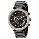 Buy Shop Michael Kors Parker Diamonds Black Dial Black Steel Strap Watch for Women - MK5885 USA Online
