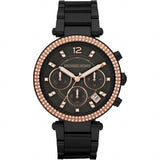 Buy Shop Michael Kors Parker Diamonds Black Dial Black Steel Strap Watch for Women - MK5885 USA Online