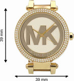 Buy Shop Michael Kors Parker Diamonds Gold Dial Gold Steel Strap Watch for Women - MK5784 USA Online