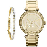 Buy Shop Michael Kors Parker Diamonds Gold Dial Gold Steel Strap Watch for Women - MK5784 USA Online