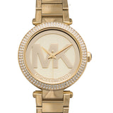 Buy Shop Michael Kors Parker Diamonds Gold Dial Gold Steel Strap Watch for Women - MK5784 USA Online