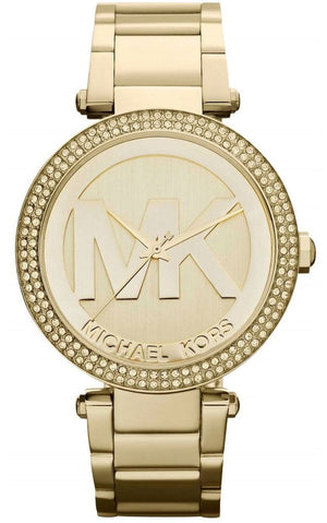Buy Shop Michael Kors Parker Diamonds Gold Dial Gold Steel Strap Watch for Women - MK5784 USA Online