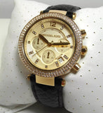 Buy Shop Michael Kors Parker Gold Dial Blue Leather Strap Watch for Women - MK2280 USA Online