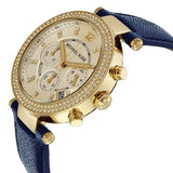 Buy Shop Michael Kors Parker Gold Dial Blue Leather Strap Watch for Women - MK2280 USA Online