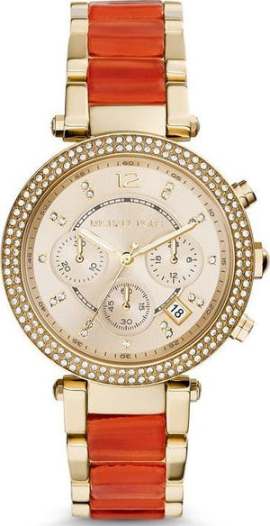 Buy Shop Michael Kors Parker Gold Dial Two Tone Steel Strap Watch for Women - MK6139 USA Online