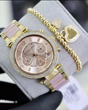 Buy Shop Michael Kors Parker Gold Dial Two Tone Steel Strap Watch for Women - MK6326 USA Online