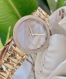Buy Shop Michael Kors Parker Gold Mother of Pearl Dial Gold Steel Strap Watch for Women - MK6425 USA Online