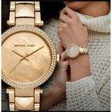 Buy Shop Michael Kors Parker Gold Mother of Pearl Dial Gold Steel Strap Watch for Women - MK6425 USA Online