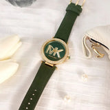 Buy Shop Michael Kors Parker Green Dial Green Leather Strap Watch For Women - MK4724 USA Online