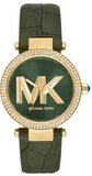 Buy Shop Michael Kors Parker Green Dial Green Leather Strap Watch For Women - MK4724 USA Online