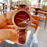Buy Shop Michael Kors Parker Maroon Dial Two Tone Steel Strap Watch for Women - MK6412 USA Online