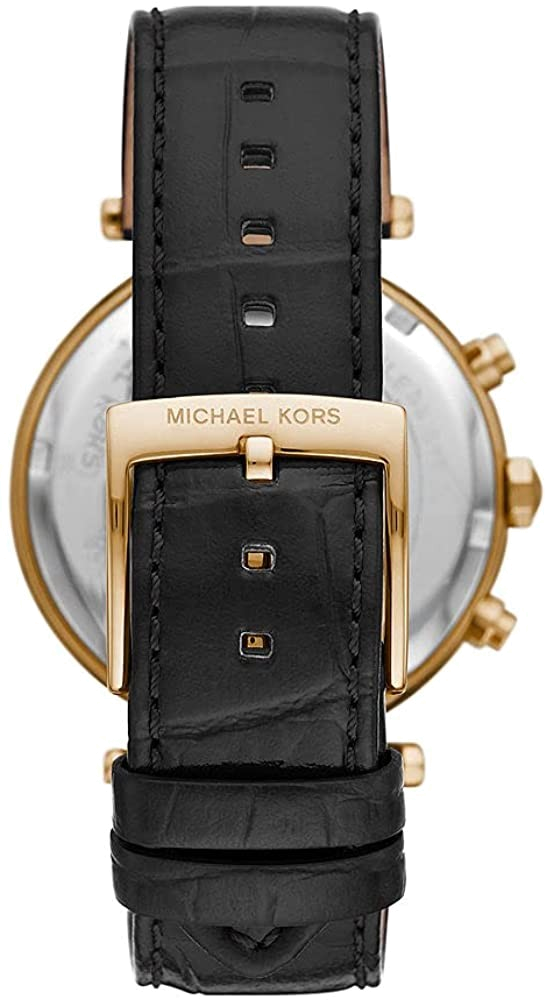 Buy Shop Michael Kors Parker Chronograph Black Dial Black Leather Strap Watch For Women - MK6984 USA Online