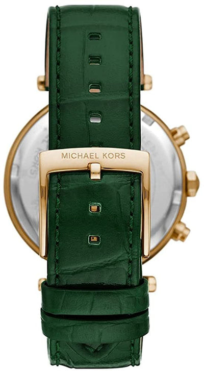 Buy Shop Michael Kors Parker Chronograph Green Dial Green Leather Strap Watch For Women - MK6985 USA Online