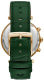 Buy Shop Michael Kors Parker Chronograph Green Dial Green Leather Strap Watch For Women - MK6985 USA Online