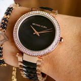 Buy Shop Michael Kors Parker Mother of Pearl Black Dial Two Tone Steel Strap Watch for Women - MK6414 USA Online