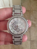 Buy Shop Michael Kors Parker Mother of Pearl Dial Diamonds Silver Steel Strap Watch for Women - MK5572 USA Online