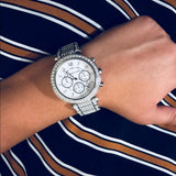 Buy Shop Michael Kors Parker Mother of Pearl Dial Diamonds Silver Steel Strap Watch for Women - MK5572 USA Online