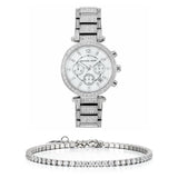Buy Shop Michael Kors Parker Mother of Pearl Dial Diamonds Silver Steel Strap Watch for Women - MK5572 USA Online