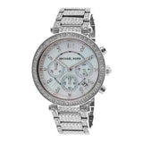 Buy Shop Michael Kors Parker Mother of Pearl Dial Diamonds Silver Steel Strap Watch for Women - MK5572 USA Online