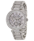 Buy Shop Michael Kors Parker Mother of Pearl Dial Diamonds Silver Steel Strap Watch for Women - MK5572 USA Online
