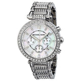 Buy Shop Michael Kors Parker Mother of Pearl Dial Diamonds Silver Steel Strap Watch for Women - MK5572 USA Online