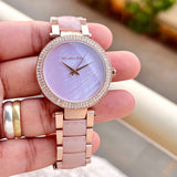 Buy Shop Michael Kors Parker Mother of Pearl Pink Dial Two Tone Steel Strap Watch for Women - MK6402 USA Online