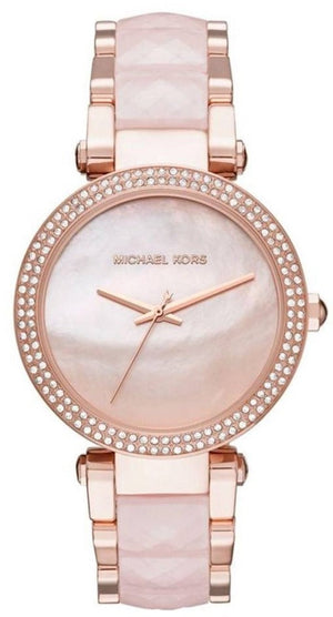 Buy Shop Michael Kors Parker Mother of Pearl Pink Dial Two Tone Steel Strap Watch for Women - MK6402 USA Online