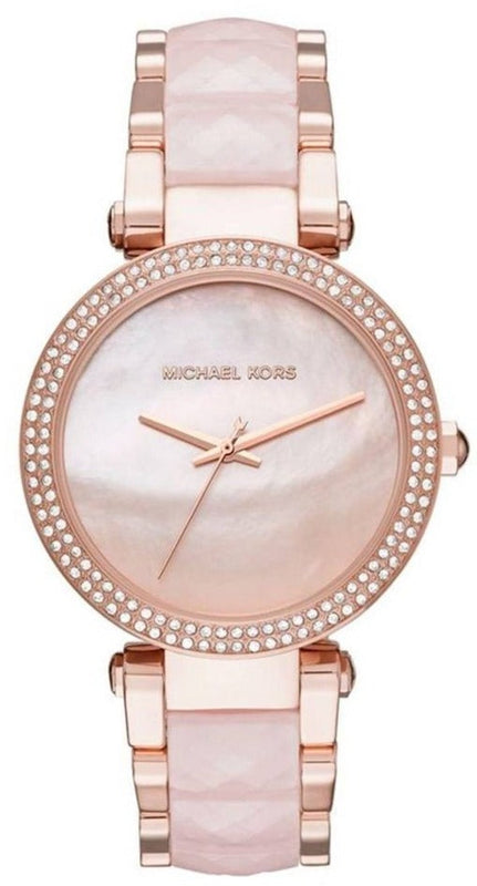 Buy Shop Michael Kors Parker Mother of Pearl Pink Dial Two Tone Steel Strap Watch for Women - MK6402 USA Online