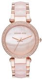 Buy Shop Michael Kors Parker Mother of Pearl Pink Dial Two Tone Steel Strap Watch for Women - MK6402 USA Online