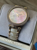 Buy Shop Michael Kors Parker Mother of Pearl Pink Dial Two Tone Steel Strap Watch for Women - MK6492 USA Online