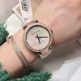 Buy Shop Michael Kors Parker Mother of Pearl Pink Dial Two Tone Steel Strap Watch for Women - MK6492 USA Online