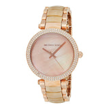 Buy Shop Michael Kors Parker Mother of Pearl Pink Dial Two Tone Steel Strap Watch for Women - MK6492 USA Online