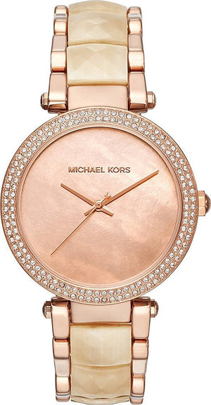 Buy Shop Michael Kors Parker Mother of Pearl Pink Dial Two Tone Steel Strap Watch for Women - MK6492 USA Online