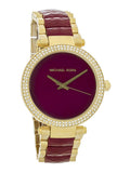 Buy Shop Michael Kors Parker Mother of Pearl Red Dial Two Tone Steel Strap Watch for Women - MK6427 USA Online