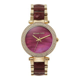 Buy Shop Michael Kors Parker Mother of Pearl Red Dial Two Tone Steel Strap Watch for Women - MK6427 USA Online