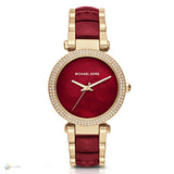 Buy Shop Michael Kors Parker Mother of Pearl Red Dial Two Tone Steel Strap Watch for Women - MK6427 USA Online