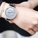 Buy Shop Michael Kors Parker Mother of Pearl Silver Steel Strap Watch for Women - MK6424 USA Online
